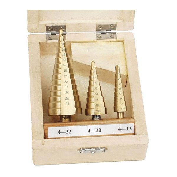 Sada stupňovitých vrtáků, 3-dílná, TIN povlak, Bruder Mannesmann produkt 18218913