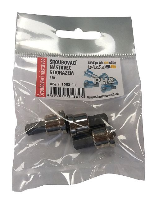 ŠROUBOVACÍ NÁSTAVEC NA VRTAČKU S DORAZEM BIT PH2 2+1ks, SADA V KRABIČCE produkt 22101002