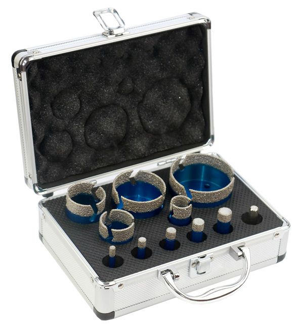 VRTÁKY DIAMANTOVÉ KORUNKOVÉ PROFI - SADA Ø 6, 8, 10, 12, 14, 22, 35, 40, 55, 68mm, POVRCHOVĚ NANES produkt 22131159