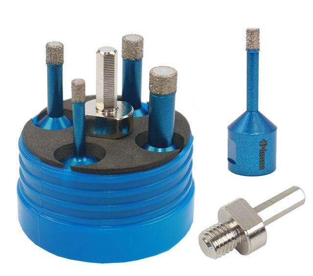 VRTÁKY DIAMANTOVÉ KORUNKOVÉ PROFI - SADA Ø 6, 8, 10, 12mm, POVRCHOVĚ NANESENÝ DIAMANT - M14, SUCHÉ produkt 22131165