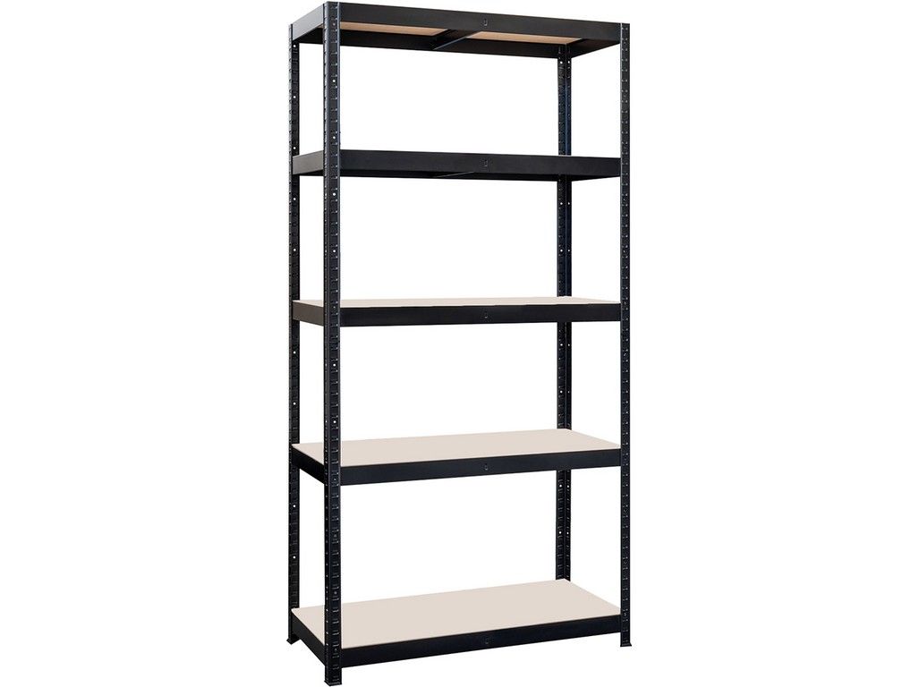 REGÁL 900X450X1800MM, 5 POLIC, OCEL ČER + MDF DESKA produkt 25133540