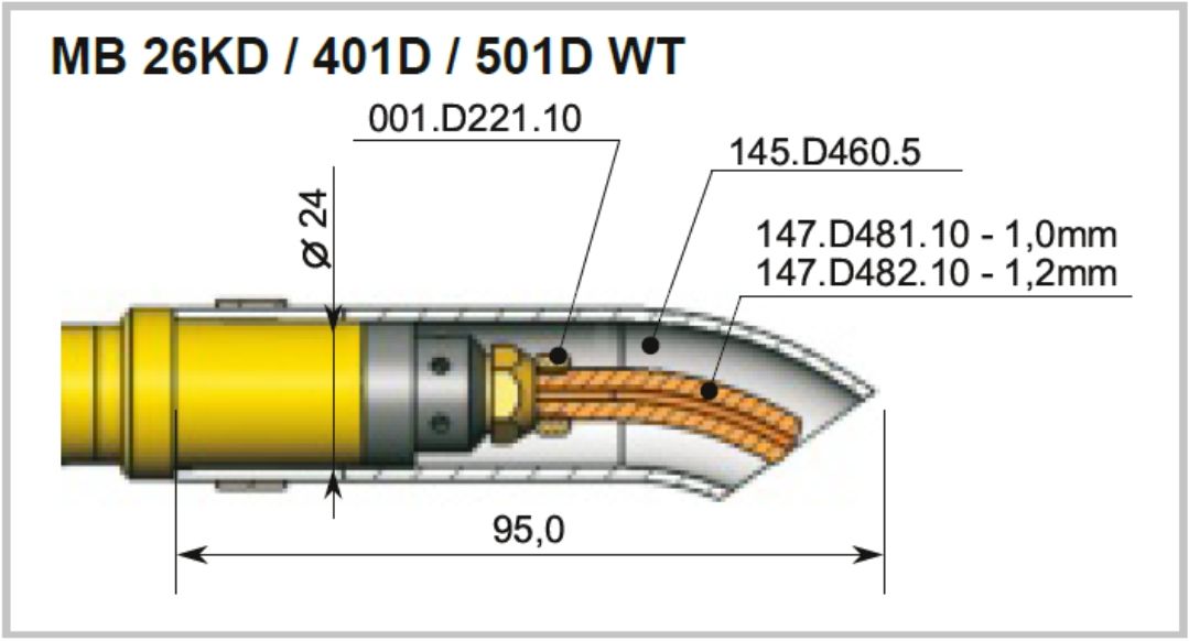 Zahnutá hubice pro hořák 401D/501D/26KD produkt 43135450M