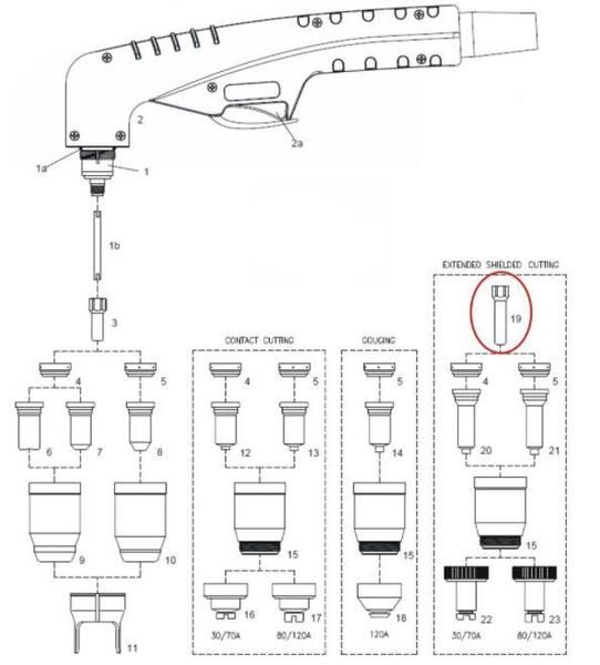 Elektroda dlouhá na plasmu PT-100 produkt 47040235