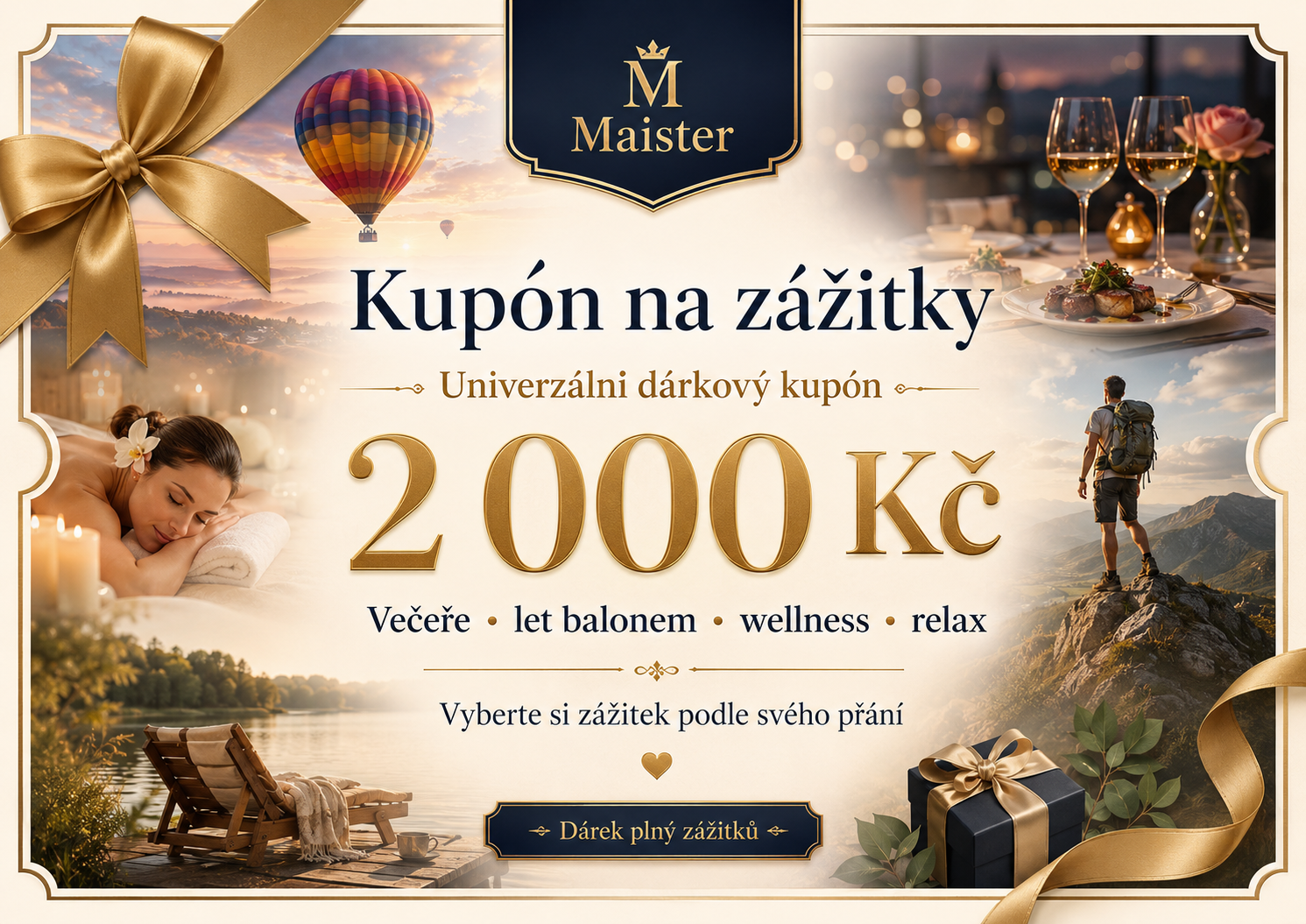 Kupón 2000Kč  na zážitky ( večeře, let balonem, wellnes, relax ) produkt 79460034