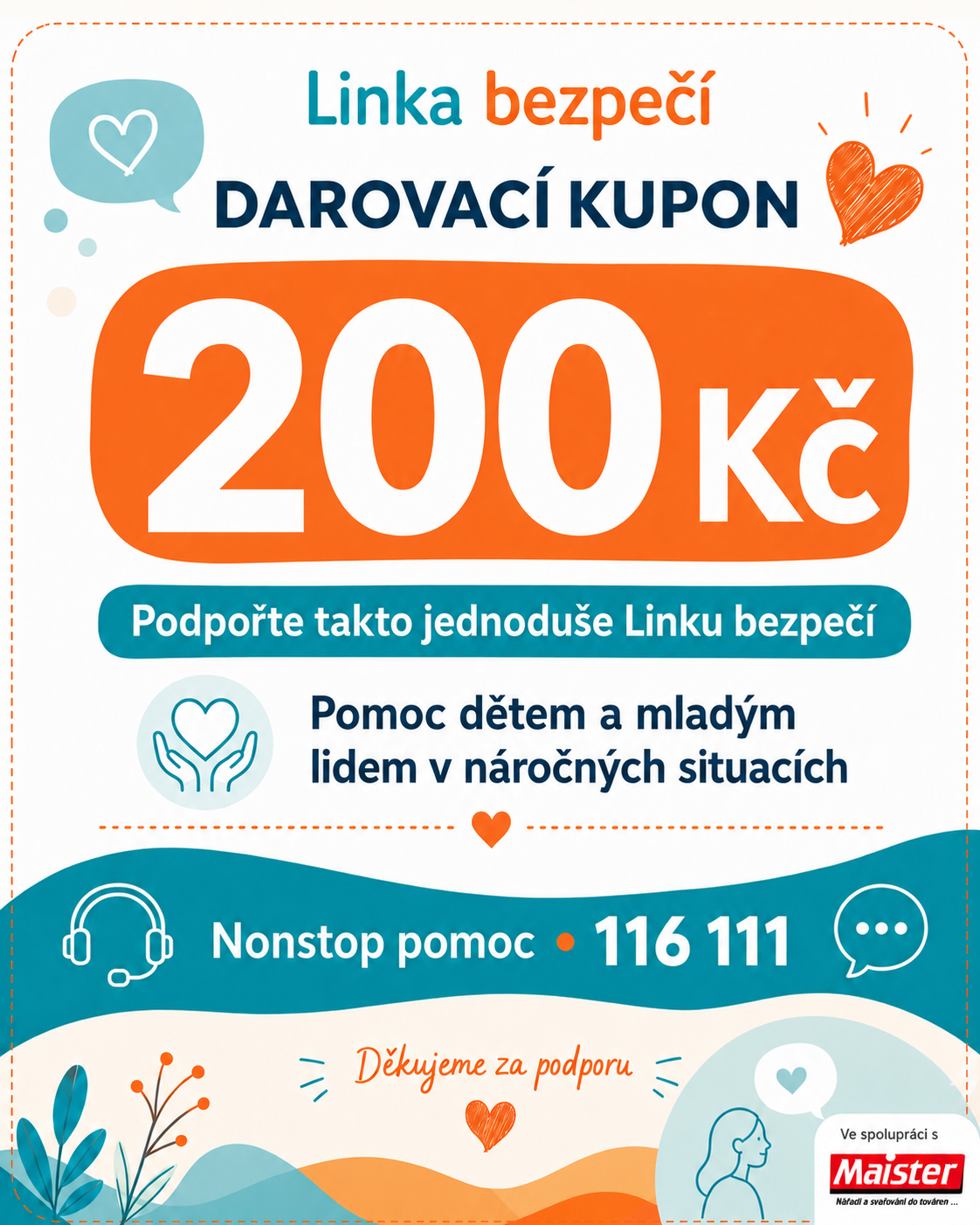Sponozorský dar 200Kč pro LINKU BEZPEČÍ produkt 79460300
