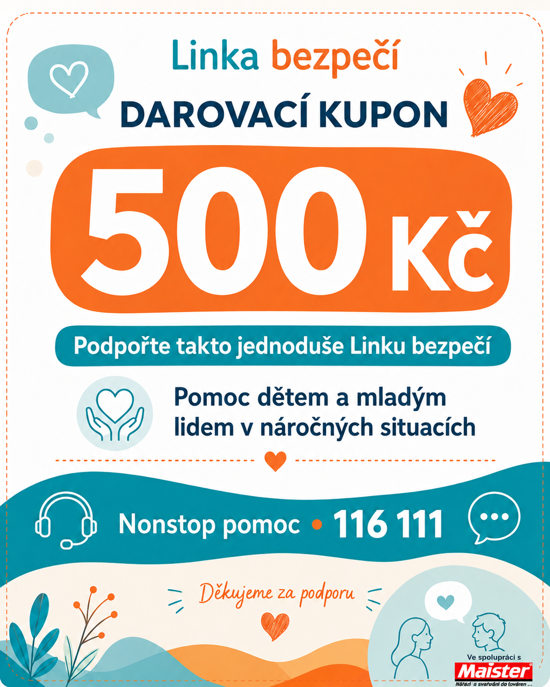 Sponozorský dar 500Kč pro LINKU BEZPEČÍ produkt 79460305