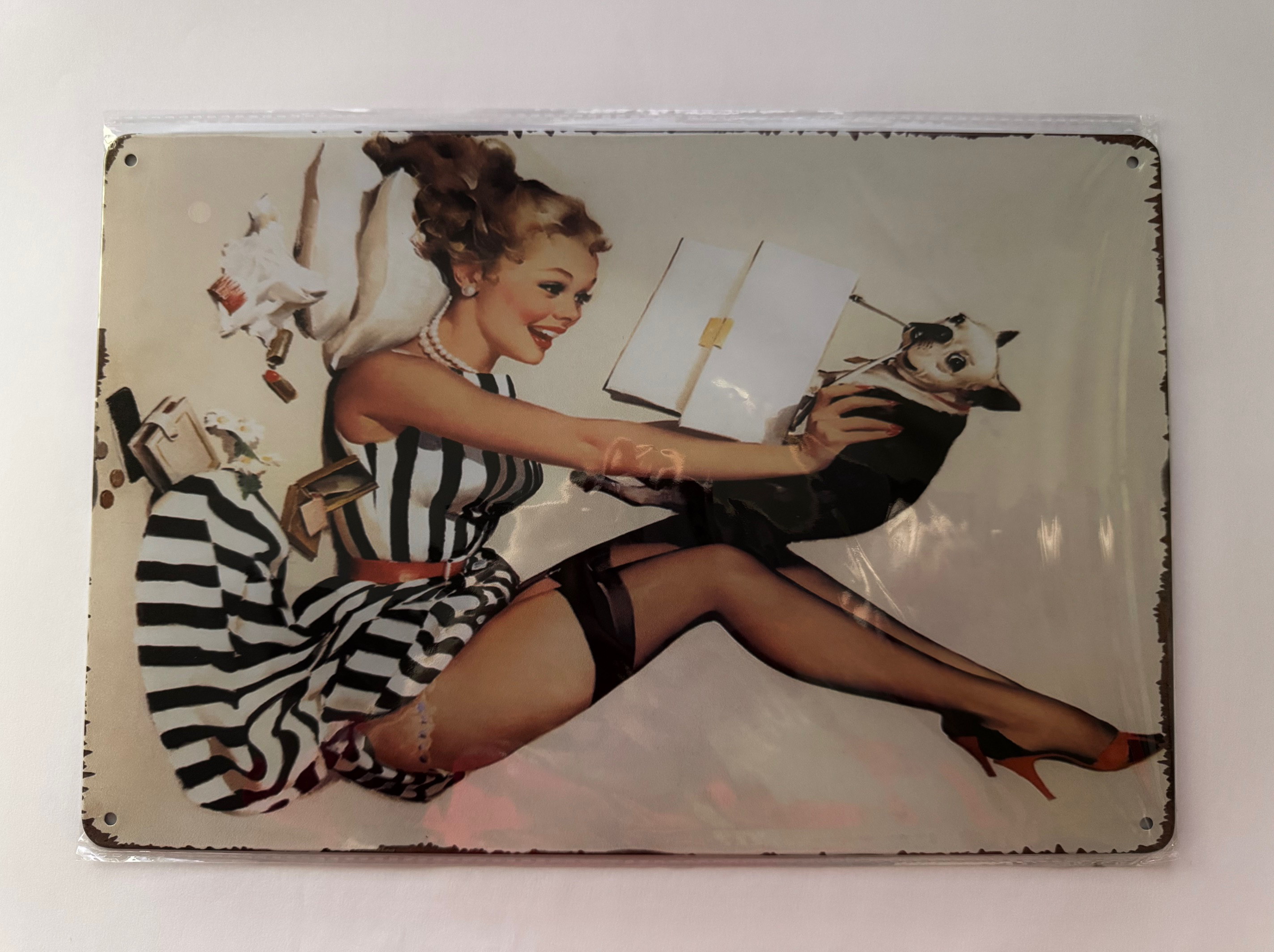 Plechová cedule Sexy žena se psem 30 x 20cm produkt 7948910