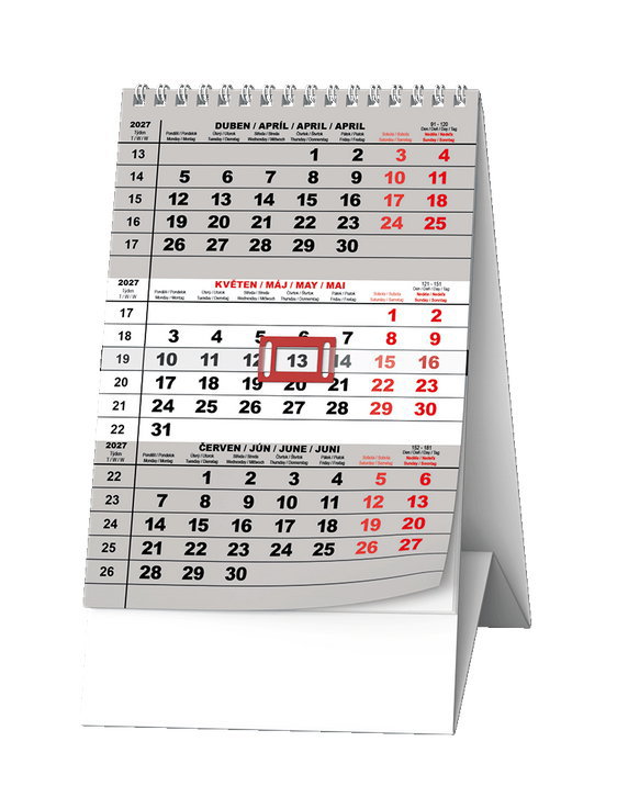 Kalendář stolni  2027 3 měsíční  s logem Maister -30 procent sleva produkt 79490050
