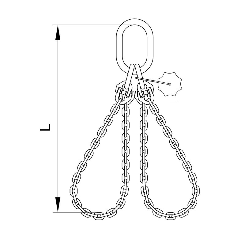 Vázací řetěz T8 nekonečný 4-pramenný 3m 13,2 tun (0˚- 45˚) / 9,5 tun (45˚- 60˚) produkt 79930262