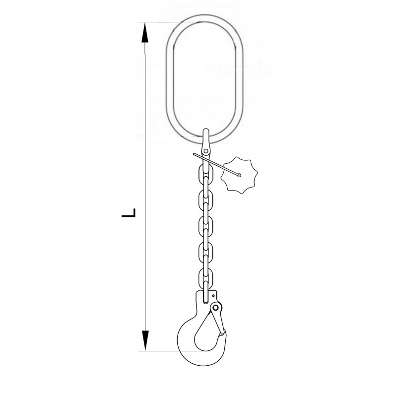 Vázací 1 x řetěz T8 velké oko-hák 2m 5,3 tun produkt 79931408