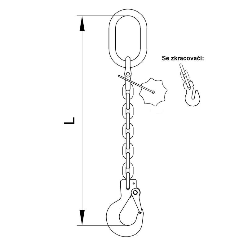 Vázací 1 x řetěz T8 oko-hák se zkrac. háky 1m 3,15 tun produkt 79931816