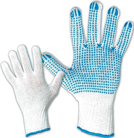RUKAVICE PRACOVNÍ TEXTIL PLOVER vel. 9 terčíky PVC modré-úplet produkt 94102101